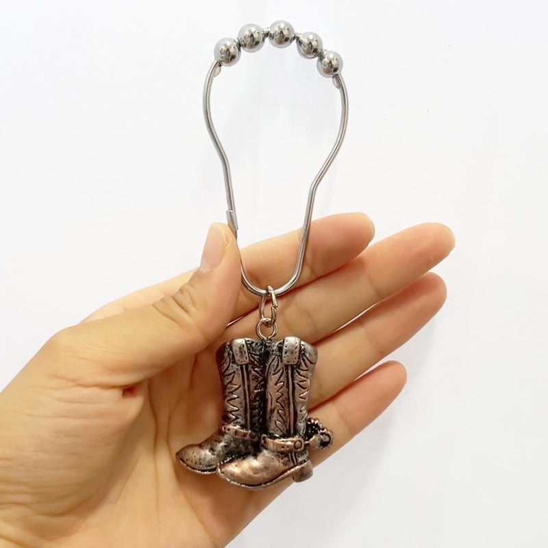 Xinhw Western Shower Curtain Hooks  12PCS Western Cowboy Bathroom Decor Brown Cowboy Shower Curtain Hooks Rustic Country Creative Shower Curtain Rings - Image 3